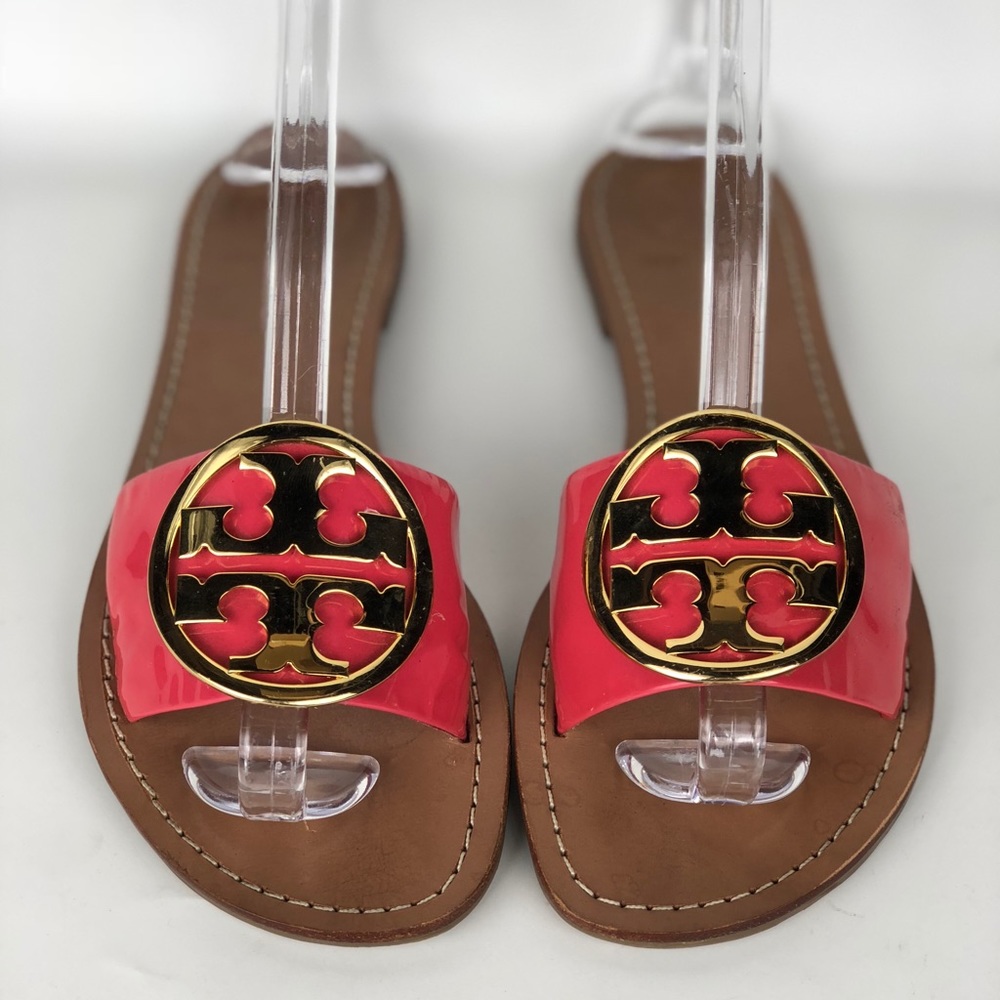 Tory Burch pink grania patent leather sandals